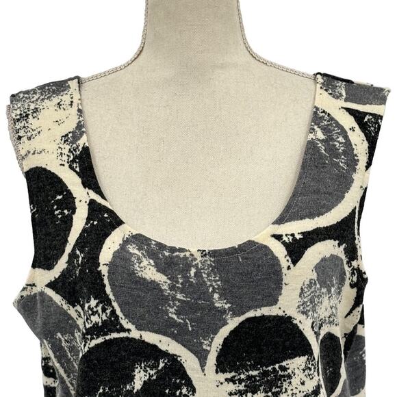 Andria Lieu Black Gray Abstract Print Scoop Neck Sleeveless Tank Top Size Large - Picture 3 of 8